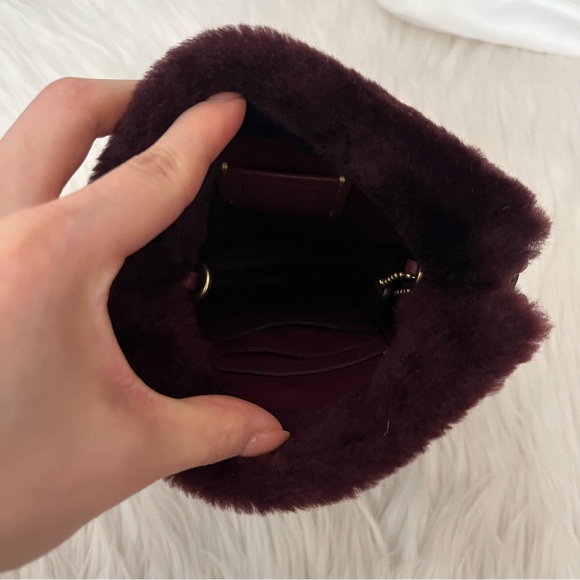 Coach Drawstring Shearling Pouch in Burgundy/Sangria - Picture 8 of 16